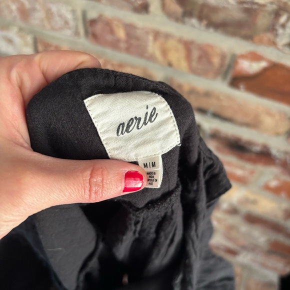 Aerie Black Cotton Tiered Babydoll Mini Dress, M - Picture 4 of 7